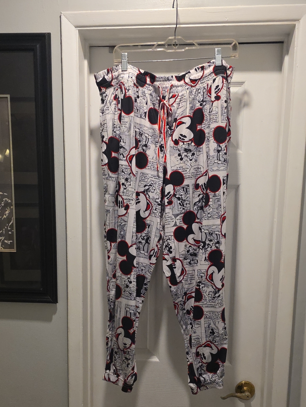 Disney Mickey Comic-Print Pajama Pants in White, Black & Red